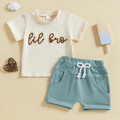 Children's Casual Printed Short Sleeved Shorts Set