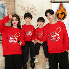 Trend Parent-child Outfit Velvet Thickened Foreign Style Child Hoodie