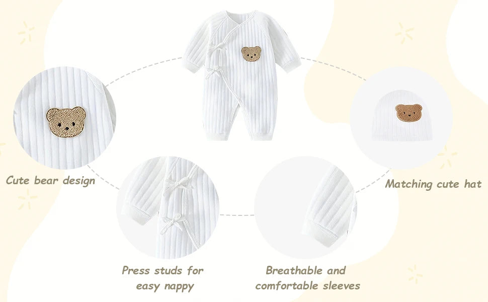 Boys Girls One Piece Outfit 100% Cotton Newborn Baby Long Sleeve Romper Infant Solid Knitting Thin Jumpsuit For Seasons