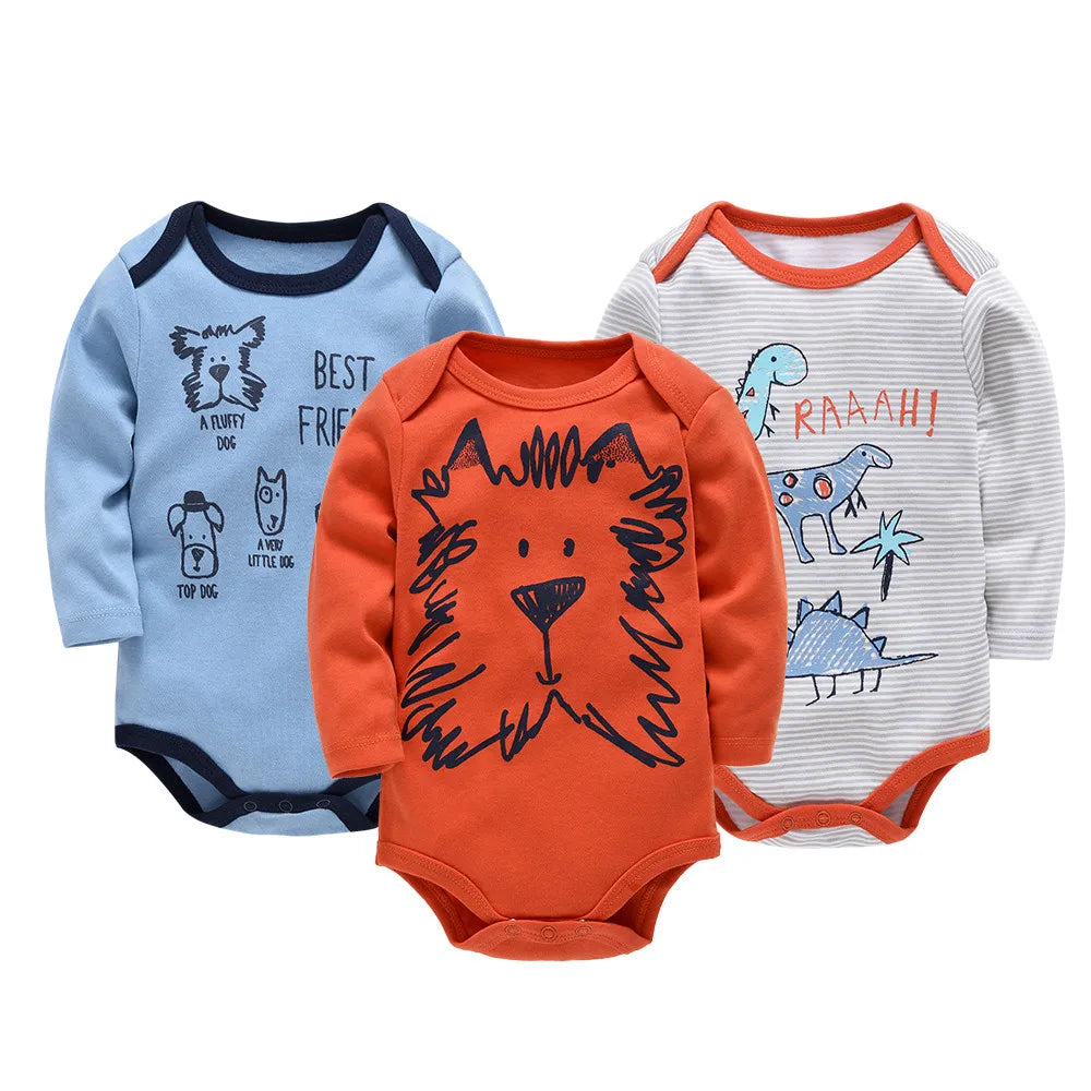 Kavkas Baby Boys Girls Bodysuit 3 PCS Long Sleeve 100% Cotton Baby Clothes 0-12 Months Newborn Body Bebe Jumpsuit Clothing HY2231