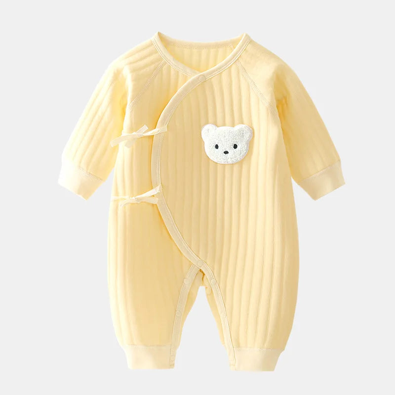 Boys Girls Bodysuit Newborn Winter Onesie Clothes Cotton Toddler Home Wear 0-6M Thickened Spring and Autumn Clothing Yellow
