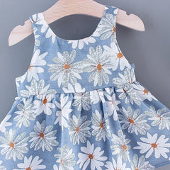 (Girls 0-3 Years Old) Summer New Girls Dress Floral Print Little Fresh Everyday Sweet Princess Dress with Bow