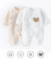 Boys Girls One Piece Outfit 100% Cotton Newborn Baby Long Sleeve Romper Infant Solid Knitting Thin Jumpsuit For Seasons