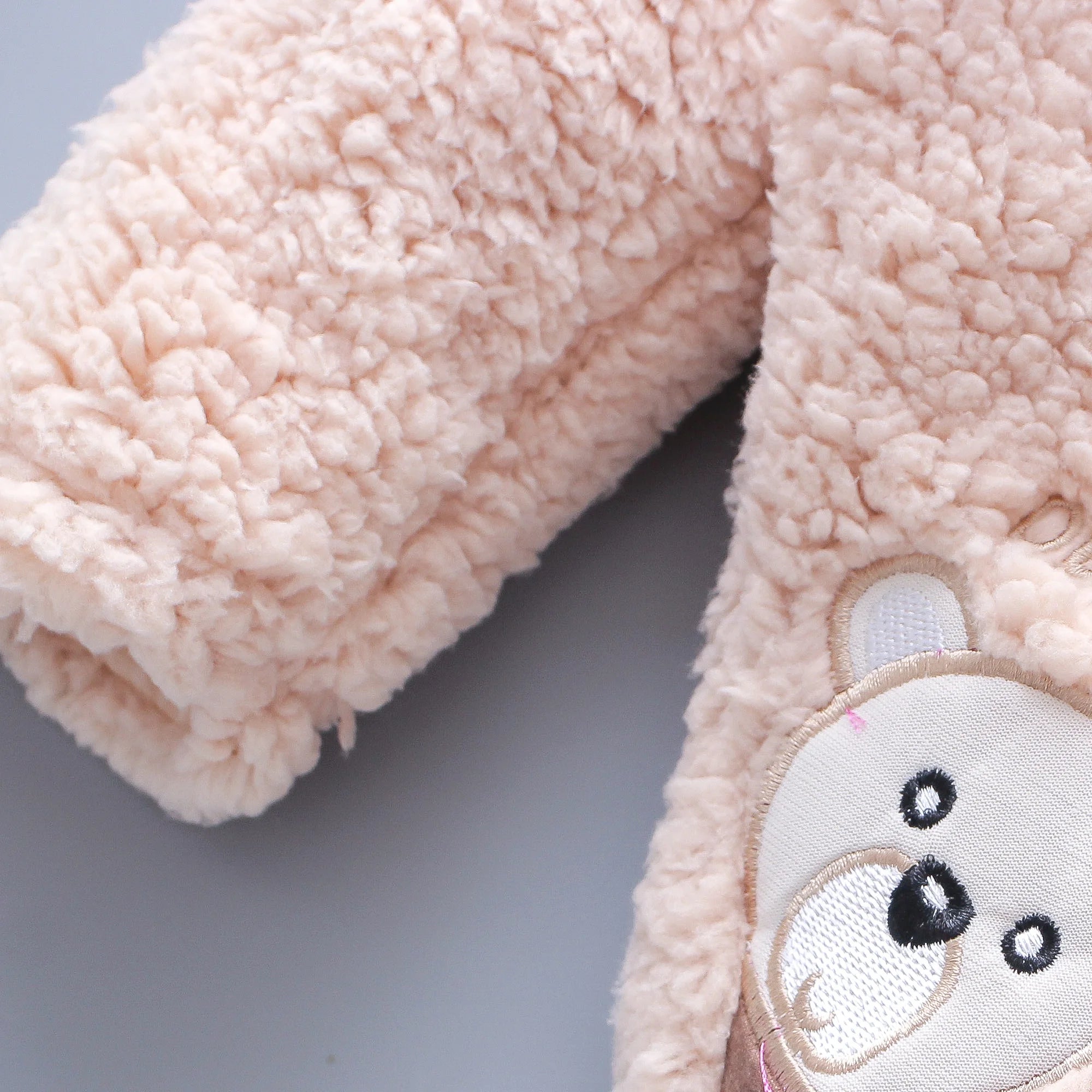 Lamb hair cartoon bear embroidered baby jumpsuit winter new girl baby long sleeved crawling suit thickened girl
