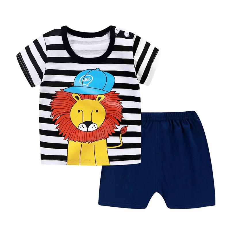 Winnie Pooh Cute Children Tracksuit Summer Clothing Cartoon Fashion Baby Boys Short Sleeved Suit T-shirt + Shorts 2piece Set P31