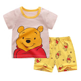 Winnie Pooh Cute Children Tracksuit Summer Clothing Cartoon Fashion Baby Boys Short Sleeved Suit T-shirt + Shorts 2piece Set P25