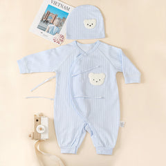 Boys Girls One Piece Outfit 100% Cotton Newborn Baby Long Sleeve Romper Infant Solid Knitting Thin Jumpsuit For Seasons Set A