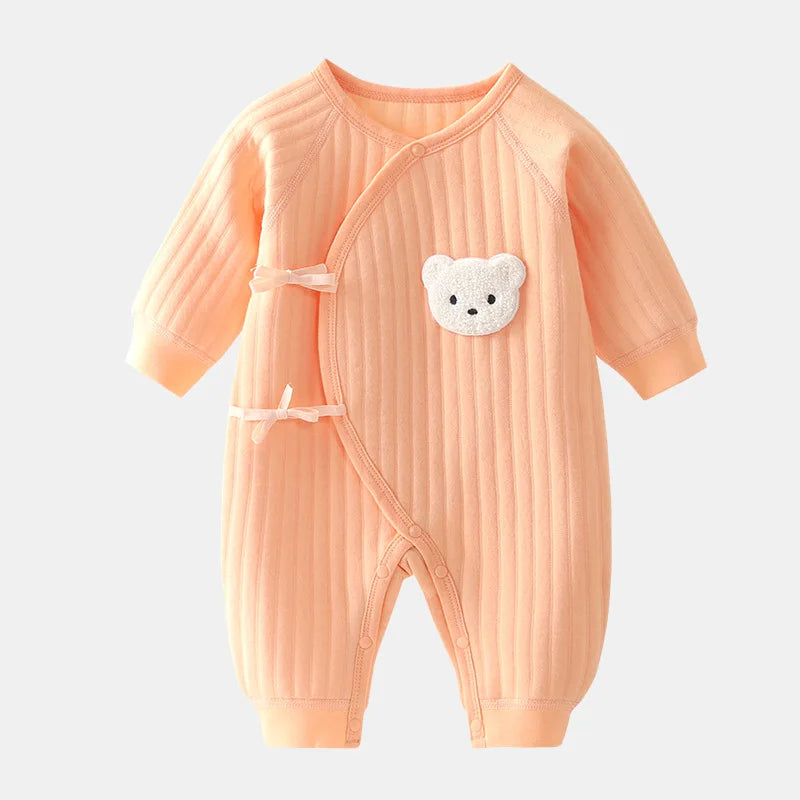 Boys Girls Bodysuit Newborn Winter Onesie Clothes Cotton Toddler Home Wear 0-6M Thickened Spring and Autumn Clothing Orange