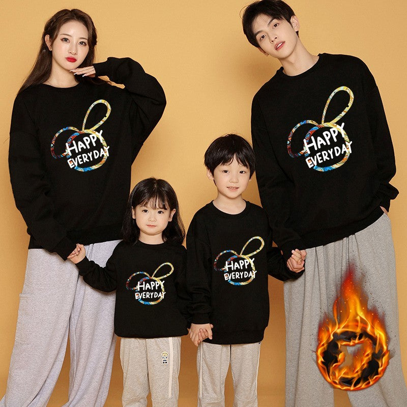 Trend Parent-child Outfit Velvet Thickened Foreign Style Child Hoodie