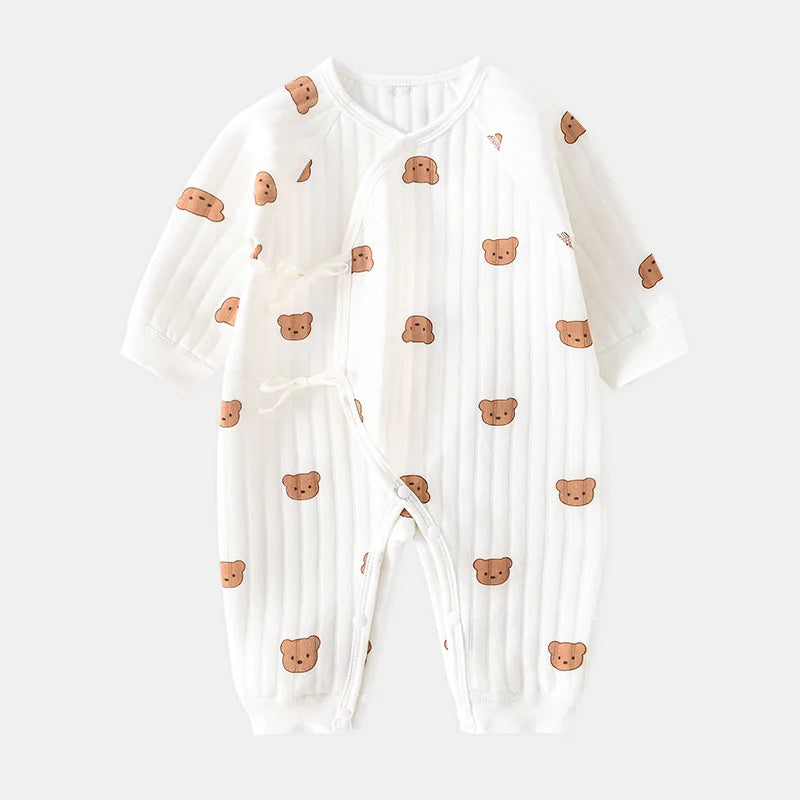 Boys Girls Bodysuit Newborn Winter Onesie Clothes Cotton Toddler Home Wear 0-6M Thickened Spring and Autumn Clothing Bear