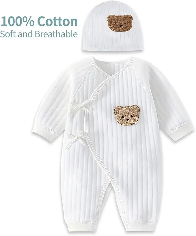 Boys Girls Bodysuit Newborn Winter Onesie Clothes Cotton Toddler Home Wear 0-6M Thickened Spring and Autumn Clothing 2Pcs A