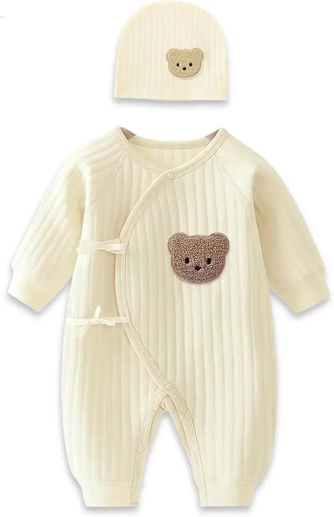 Boys Girls Bodysuit Newborn Winter Onesie Clothes Cotton Toddler Home Wear 0-6M Thickened Spring and Autumn Clothing 2Pcs C