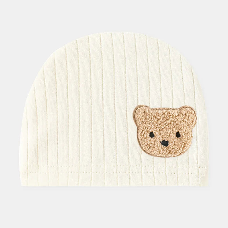 Boys Girls One Piece Outfit 100% Cotton Newborn Baby Long Sleeve Romper Infant Solid Knitting Thin Jumpsuit For Seasons Beige Hat