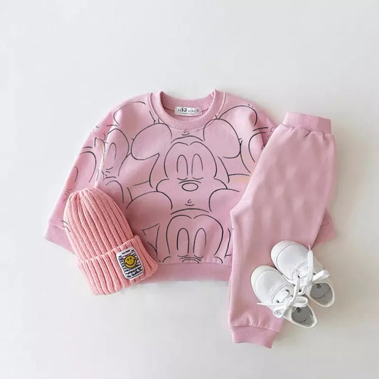 New Designer Cartoon Clothing Tracksuit Baby Boy Summer Printed Clothes T-shirt+shorts Baby Girl Casual Solid Color Sets pink