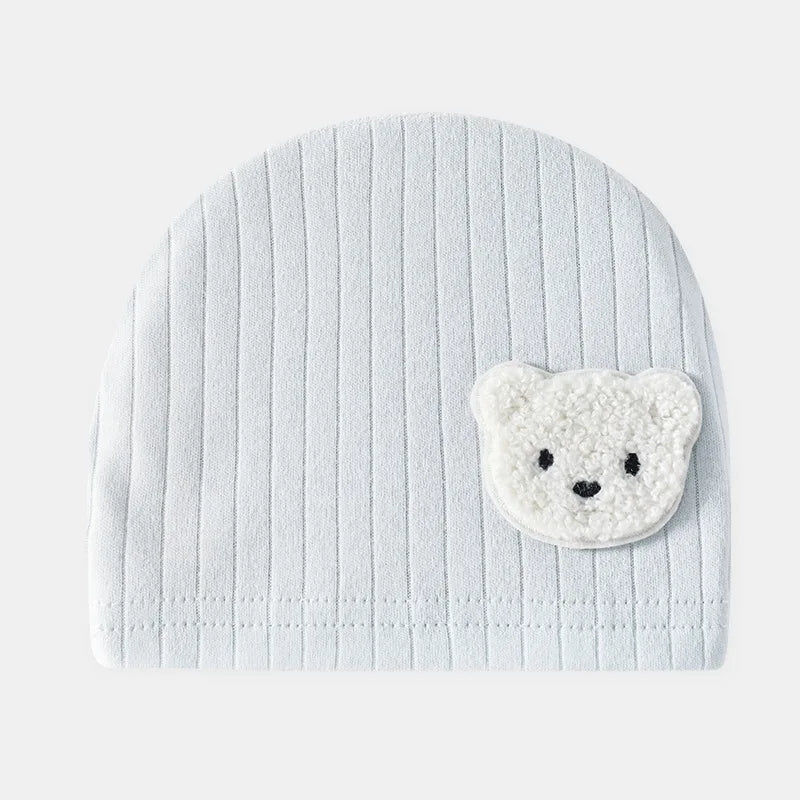 Boys Girls One Piece Outfit 100% Cotton Newborn Baby Long Sleeve Romper Infant Solid Knitting Thin Jumpsuit For Seasons Blue Hat